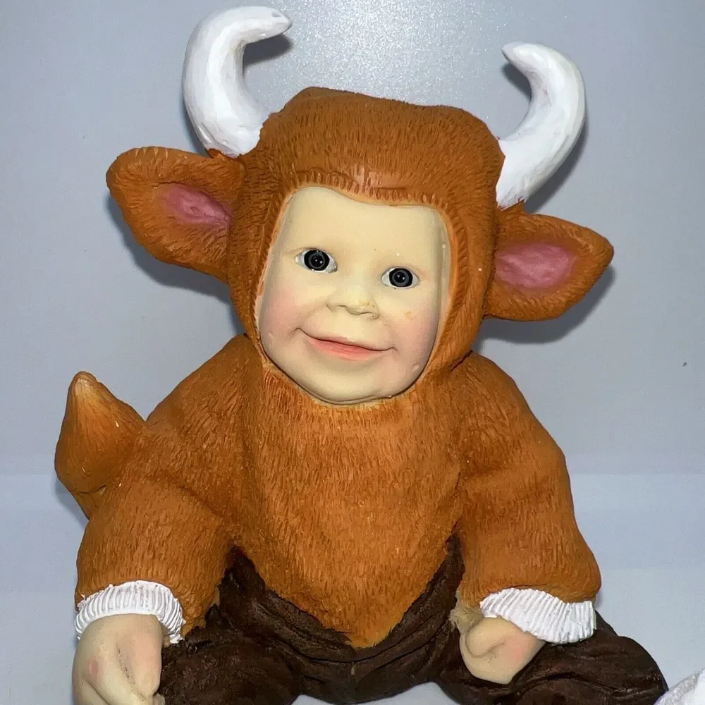 Figurine Baby‎ in a Bull Animal Costume 5 Inches Tall